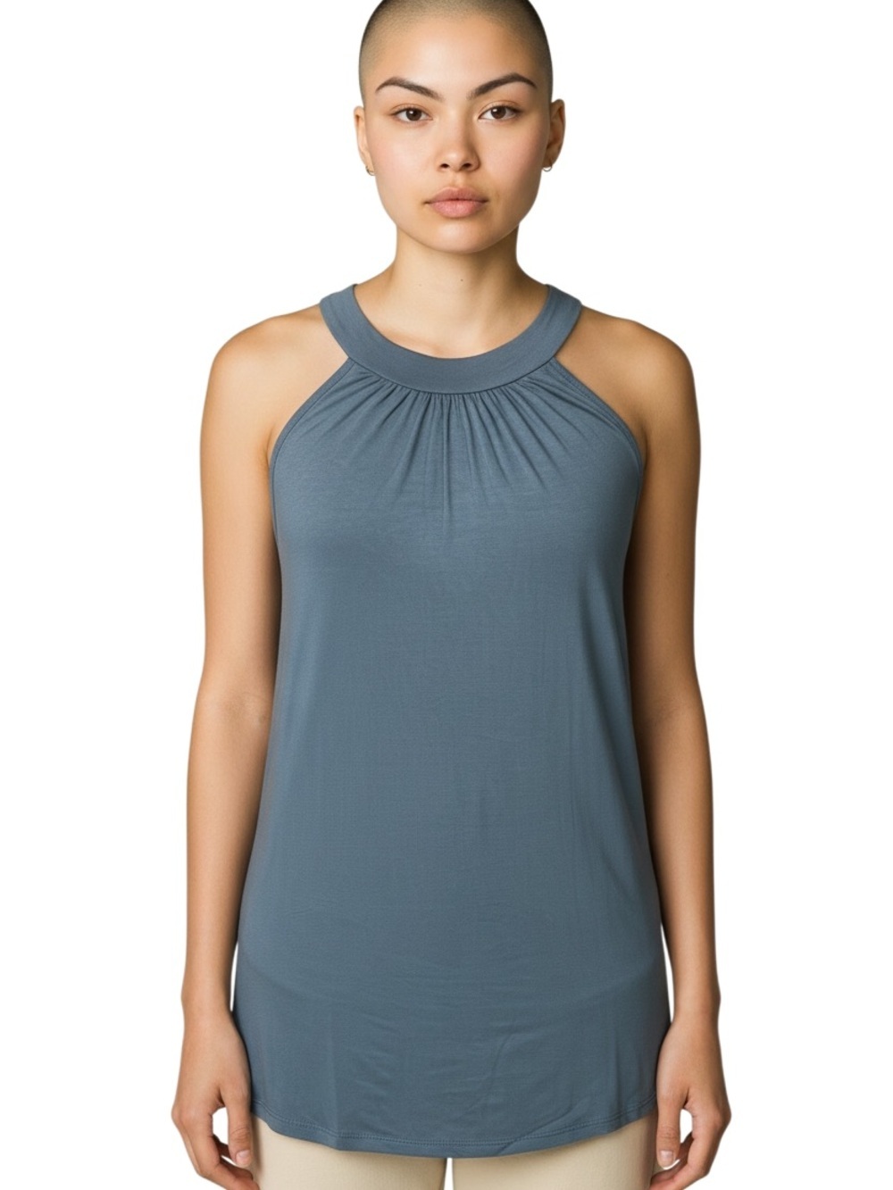 LOFT Slate-Blue Halter Mock-Neck Tank